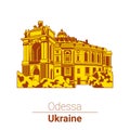 Vector illustration. Ukraine. Odessa. Opera house, theater