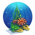 Vector illustration underwater algae