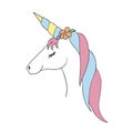 Vector illustration unicorn ÃÂute magic cartoon fantasy cute animal.