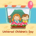 Vector illustration of Universal Childrens day Joyful boy and girl