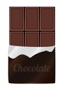 Vector illustration of unpacked dark chocolate