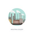 Vector illustration. Urbanisation industrialisation. Industrial revolution. Pipe. Air pollution ecology. Oil and gas