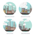 Vector illustration urbanisation industrialisation. Industrial revolution. Pipe. Air pollution. Oil and gas fuel