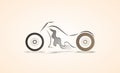 Chopper bike minimal abstract angular curve design/sketch colored vector illustration