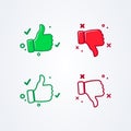 Vector illustration user experience feedback concept thumbs up thumbs down icon isolated badge Royalty Free Stock Photo