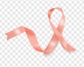 Vector illustration of the uterine cancer awareness ribbon, on a transparent background. Realistic vector peach silk