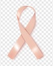 Vector illustration of the uterine cancer awareness ribbon, on a transparent background. Realistic vector peach silk
