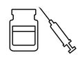 Vector illustration of vaccine and syringe medical medication, vaccines and spa salons advertising