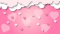 vector illustration of valentine\'s day background template, rainy love papercut wallpaper