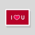 Valentine`s Day greeting card I Love You with abbreviated text and heart shape. Minimalist design Royalty Free Stock Photo