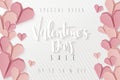 Vector illustration of valentine`s day greetings card template with hand lettering label - happy valentine`s day - with