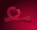 Vector illustration for Valentine`s Day. Heart of ribbons on a red background. Element for design