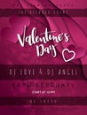 Vector illustration of valentine`s day party poster template with hand lettering label - happy valentine`s day - with