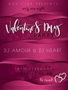 Vector illustration of valentine`s day party poster template with hand lettering label - happy valentine`s day - with