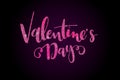 Vector illustration of valentine`s day promotion banner template with hand lettering label - valentine`s day - with