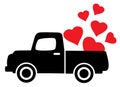 Vector valentine truck with hearts.