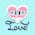 Valentines Day Background With Vintage Audio Cassette As Heart With Love Text