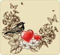 Vector illustration of Valentines Day with a bird