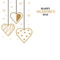 Valentines day card with hanging decorative hearts