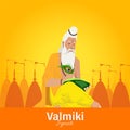 Vector Illustration of Valmiki Jayanti, A mythological peot of Ramayana. banner or poster