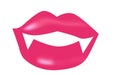 Vector Illustration with vampire mouth open red lips and long teeth Royalty Free Stock Photo