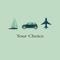 Vector illustration of variety of transport for travel