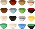 Vector illustration of various Asian ceramic porcelain bowls