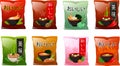 Vector illustration of various Asian Japanese instant noodles soups