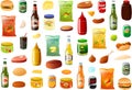 Vector illustration of various bbq food items, pantray staples and ingredients