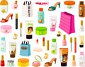 Vector illustration of various beauty products and lotions Royalty Free Stock Photo