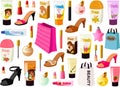 Vector illustration of various beauty products and lotions Royalty Free Stock Photo