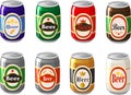 Vector illustration of various beer cans