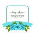 Vector illustration various blue flower frames blooms for baby shower