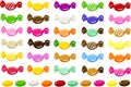 Vector illustration of various candies in colorful wrappers Royalty Free Stock Photo