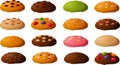 Vector illustration of various cookies with toppings Royalty Free Stock Photo