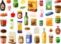 Vector illustration of various everyday pantry grocery shopping food items Royalty Free Stock Photo