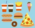 Vector illustration of various Fastfood food and beverages, suit