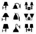 Set of various types of wall lamp vector icons
