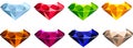 Vector illustration of various gems, precious gemstones of diamonds