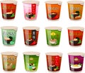 Vector illustration of various kinds of Asian instant soups