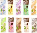 Vector illustration of various kinds of Asian Japanese ice creams or ice pops with Asian flavors