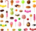 Vector illustration of various kinds of candies, caramels and chocolates