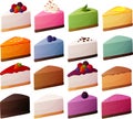 Vector illustration of various slices of cheese cake