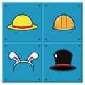 vector illustration of various types of hats.