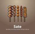 Various kinds of satay