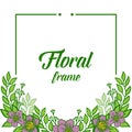 Vector illustration various variation leaf purple floral frame