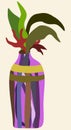 Vector illustration of vase with flowers.
