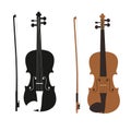 Vector illustration - vector violin with fiddle stick.