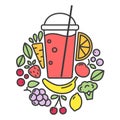 Vector illustration of vegan detox smoothie.