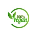 Vector illustration vegan 100% original emblem logo template